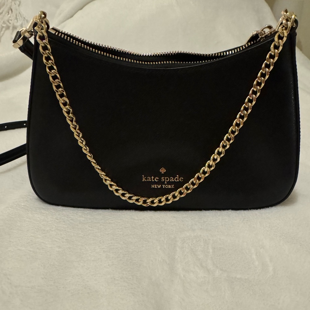 Kate Spade Black Shoulder Bag with Gold Chain